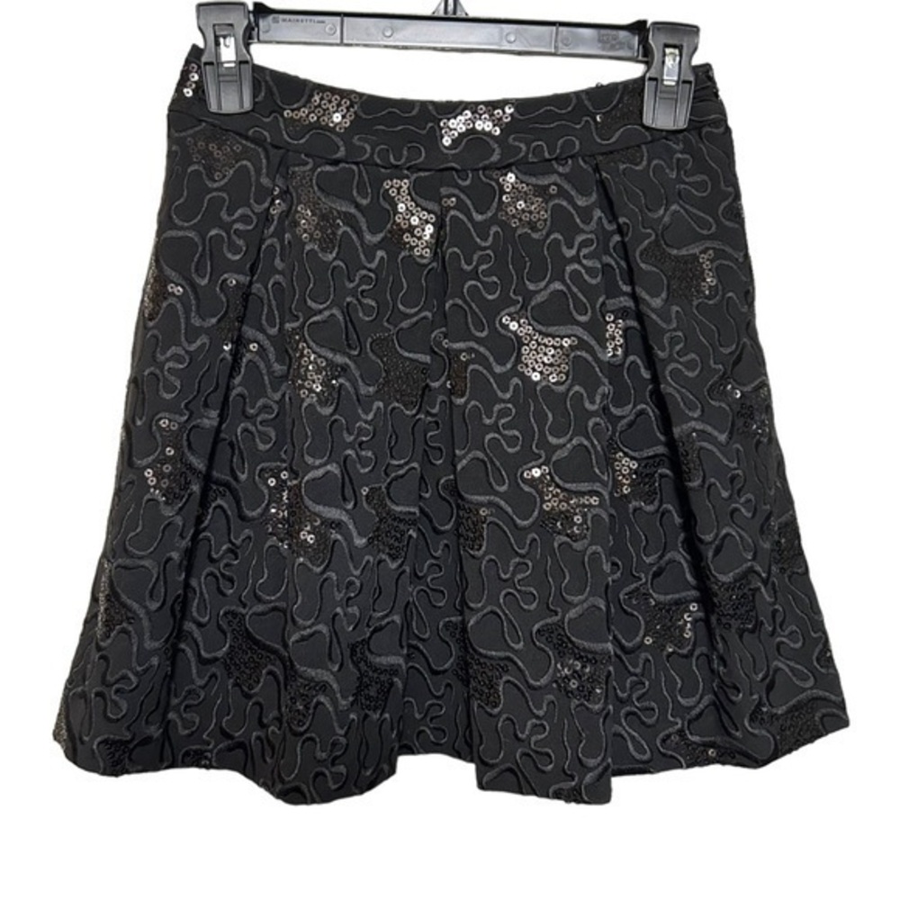 Vtg Betsey Johnson boutique 2 sequin pleated mini skirt USA made party black